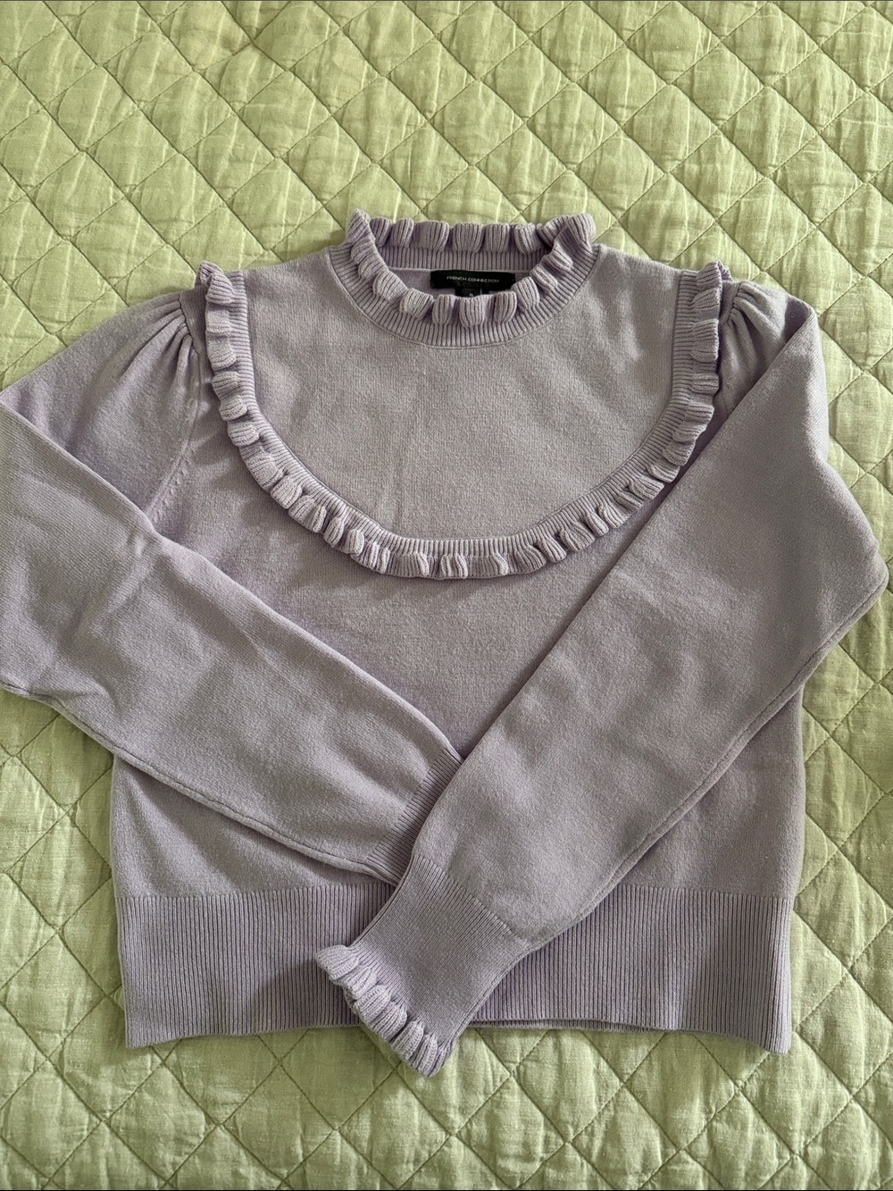 French Connection Lilac Ruffle Trim Sweater